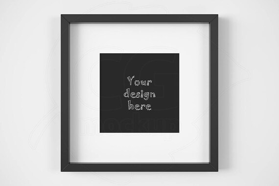 Download Square Frame Mockup Anysize Mock Up Matted Black Frame Etsy