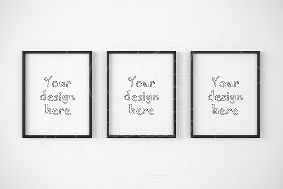 Download Black Frame Mockup 11x14 Set Of 3 Frame Digital Etsy