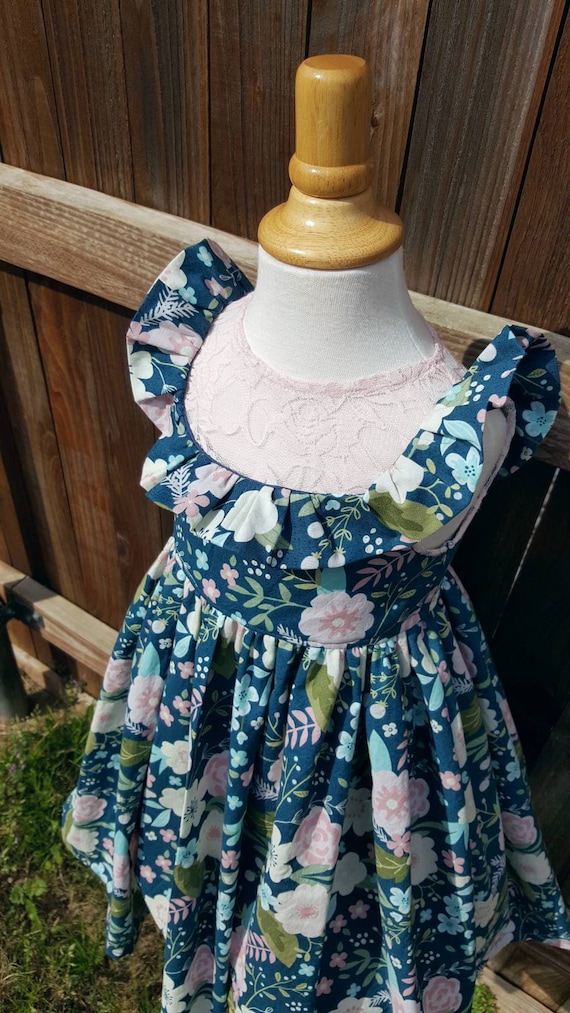 girls navy floral dress