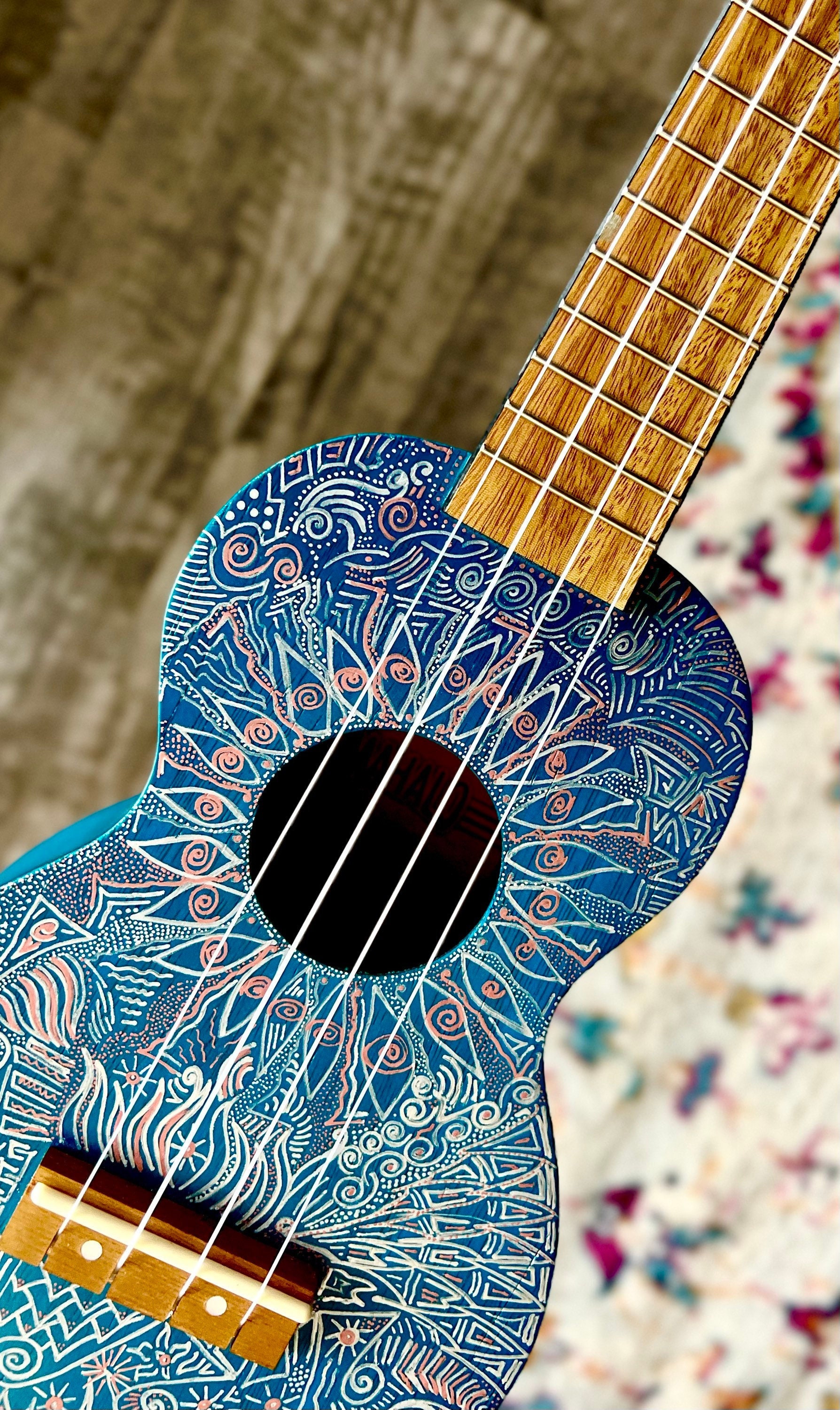 Unique Hand Decorated Blue Silver Soprano Ukulele 21 - Etsy