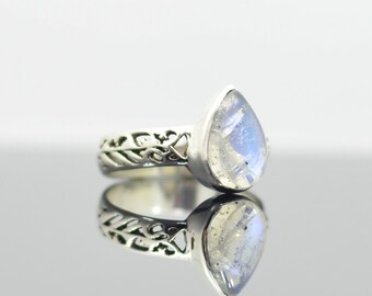 Bague pierre de lune argent 925 massif