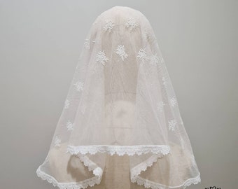 St. Jacinta Kids Catholic Veil | First Holy Communion Veil | Latin Mass Veil | Mass Veil | Mantilla Veil Ivory