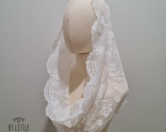 St. Philomena Kids Girls Teens Veils | Latin Mass Veils for Girls | First Holy Communion Veil | White Veil | Infinity Veil (w/ snap on comb)