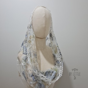 Velo infinito de Santa Bárbara para misa católica / Mantilla tradicional para misa latina / Velo de capilla / Marfil (con peine a presión)