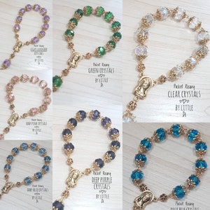Bulk Rosary Giveaways | Pocket Rosaries | Baptism Giveaways | Favors | Crystal Rosaries (each wrapped in a white organza pouch)