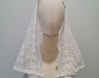 St. Maria Goretti Latin Mass Veils for Girls | First Holy Communion Veil | Mass Veils | Mantilla Veils for Kids | Ivory, L 90 cm x W 40 cm