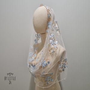 St. Catherine of Siena Infinity  Veil | Mantilla Chapel Veil for Latin Mass | Catholic Mass Veil | Ivory (w/ snap on comb)