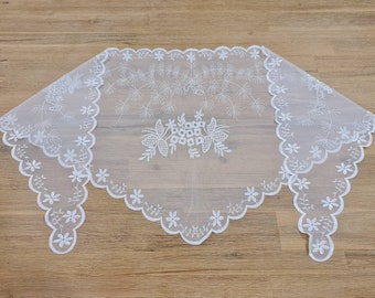 Triangle Traditional Mantilla Chapel Veil for Latin Mass | Catholic Mass Veil | Black, White Mantilla (w/ snap on comb)