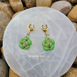 2g-1&quot;  Silver Or Gold Realistic Succulent Flower Saddle Plugs Gauges, Sold by PAIR (8mm-25mm ) 00g, 1/2, 9/16 -for stretched ears-