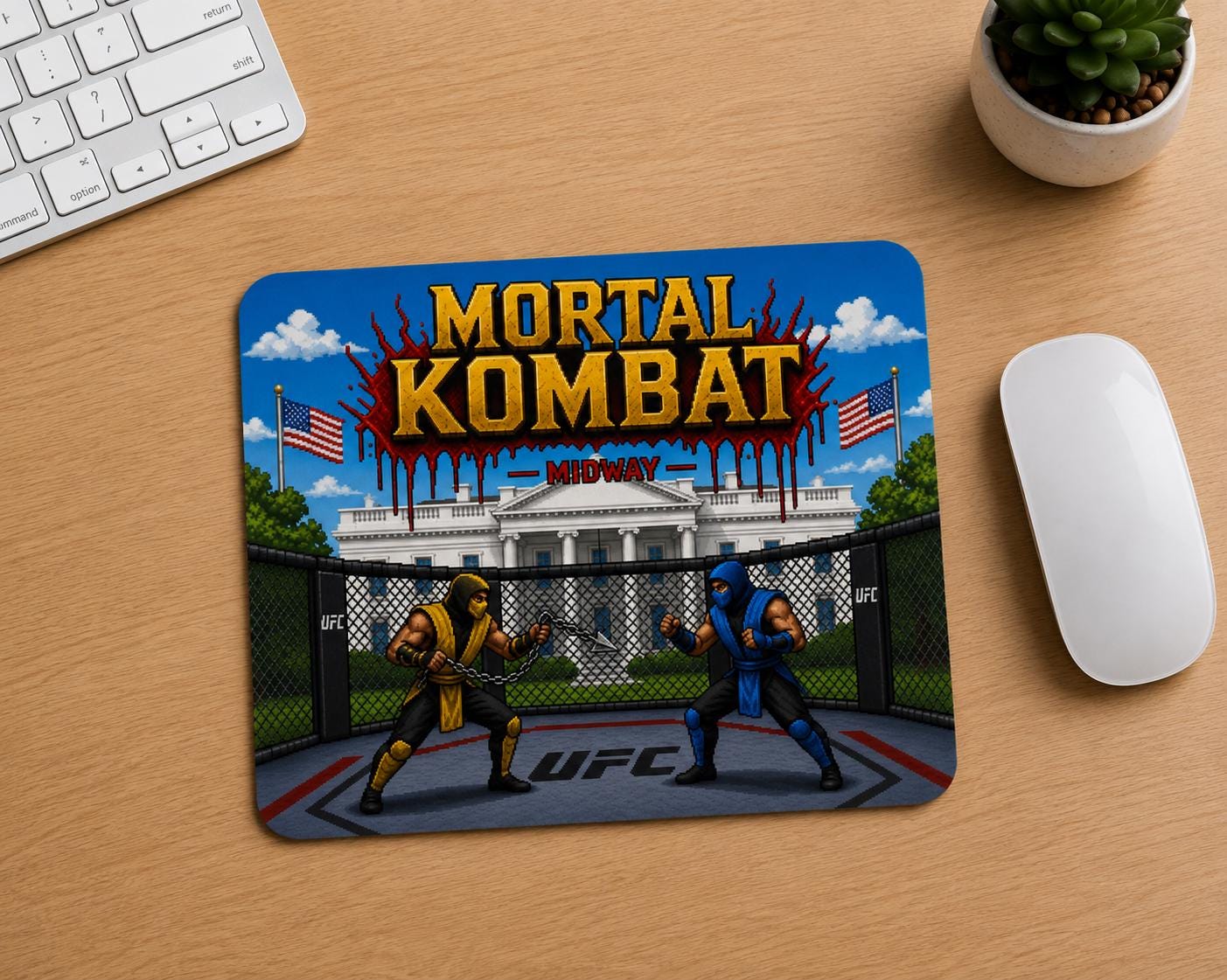 Mortal Kombat Mouse Pad, Retro Gaming Mousepad, Fighting Game Desk Mat, Arcade Gamer Gift, 90s Video Game Mouse Pad