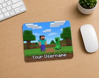 Personalized Minecraft Mouse Pad, Custom Gamer Mouse Pad, Pixel Gaming Desk Mat, Kids Gamer Gift