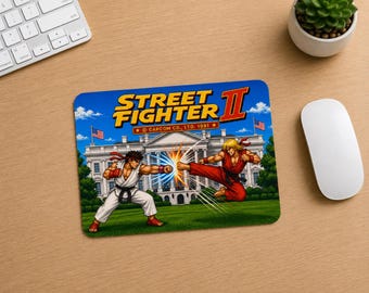 Street Fighter 2 Mouse Pad, Retro Gaming Mousepad, Classic Arcade Game Gift, 90s Gamer Desk Mat, Fighting Game Mouse Pad