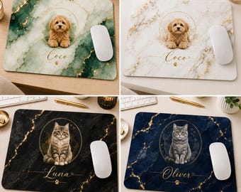 Personalize Mousepad Custom Design Mousepad Pet Mousepad Gift For Him Gift For Her Anniversary Birthday Christmas Mouse Mat Dog Cat Marble