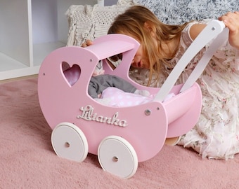 Gift for Baby Girl, Custom Doll Stroller,Toddler Walker, Wooden Stroller,Baby Photo Prop ,Baby shower gift,1st Birthday Gift ,