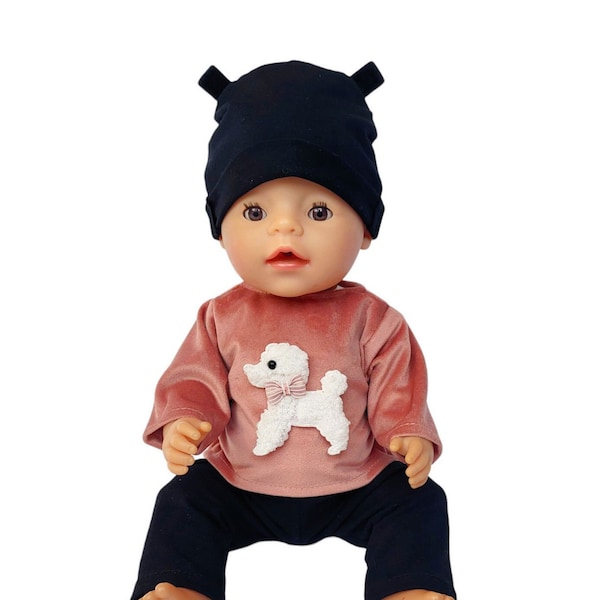 Ensemble poupée Baby Born 43 cm, ensemble pour une poupée - chemisier, leggings et chapeau, vêtements de poupée 17 pouces, tenue de poupée, poupée de Noël 40-45 cm