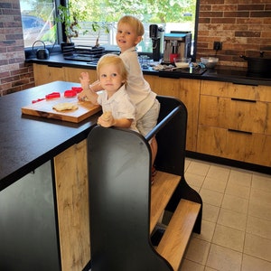 Aide de cuisine, pour frères et sœurs double, tour de cuisine, 60 cm, tabouret Tabouret de sécurité,Toddler Tower Kitchen, image 2