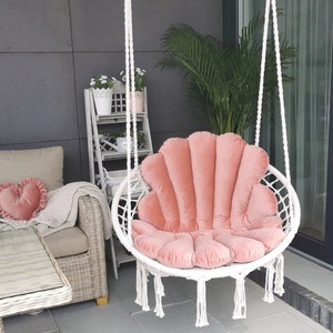 Swing Chair,outdoor, Patio swing,porch swing,summer,Macrame Swing,Hammock Chair, ,hanging chair,indoor , outdoor,+Shell Pillow+ Heart Pillow