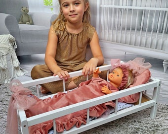 Boho Baby Doll Cradle - Houten Peuterspeelgoed - 1e verjaardagscadeau - Poppenmeubilair - Kinderkamer Decor