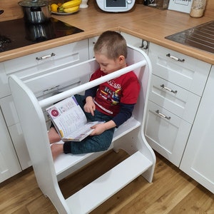 Aide de cuisine, pour frères et sœurs double, tour de cuisine, 60 cm, tabouret Tabouret de sécurité,Toddler Tower Kitchen, image 10