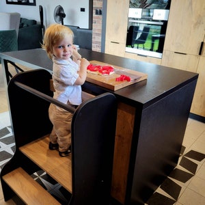 Aide de cuisine, pour frères et sœurs double, tour de cuisine, 60 cm, tabouret Tabouret de sécurité,Toddler Tower Kitchen, image 3