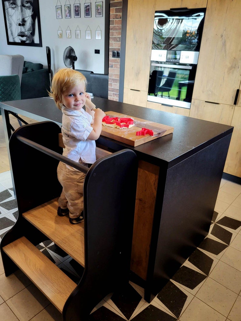 Aide de cuisine, pour frères et sœurs double, tour de cuisine, 60 cm, tabouret Tabouret de sécurité,Toddler Tower Kitchen, image 3