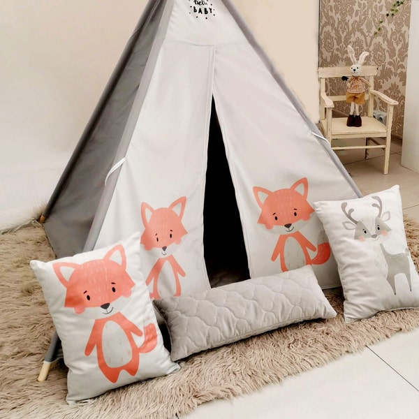 Cadeaux d'amour Tentes pour enfants TIPI SET, tente tipi pour enfants, tente de jeu, tente tipi d'intérieur avec oreiller.