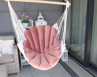 Swing Chair, Macrame Swing,+ set  of shell pillow, Hammock Chair, hanging chair,indoor hammock chair, outdoor swing, garden ,patio furniture