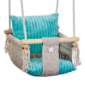 Baby swing, Schaukel, Balançoire, Indoor and Outdoor,  Natural Baby Swing,Wooden ,100% organic linen,babyschaukel ,Toddler Swing, child, eco
