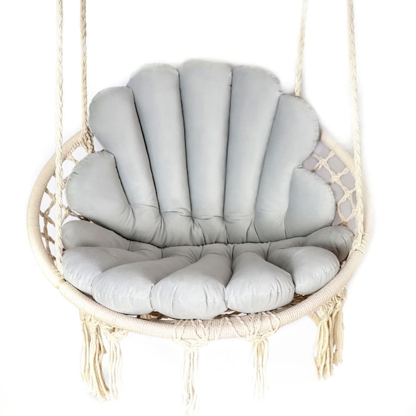 Balançoire + oreiller en coquille + oreiller en forme de cœur, balançoire en macramé, chaise hamac, chaise hamac en macramé,chaise suspendue