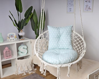 Swing Cushion, Chair  2 Pillows, Hanging Cocoon Cushion, Swing, Hammock,Outdoor Custom Cushions,Velvet or cotton