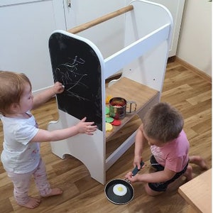 Aide de cuisine, pour frères et sœurs double, tour de cuisine, 60 cm, tabouret Tabouret de sécurité,Toddler Tower Kitchen, image 7