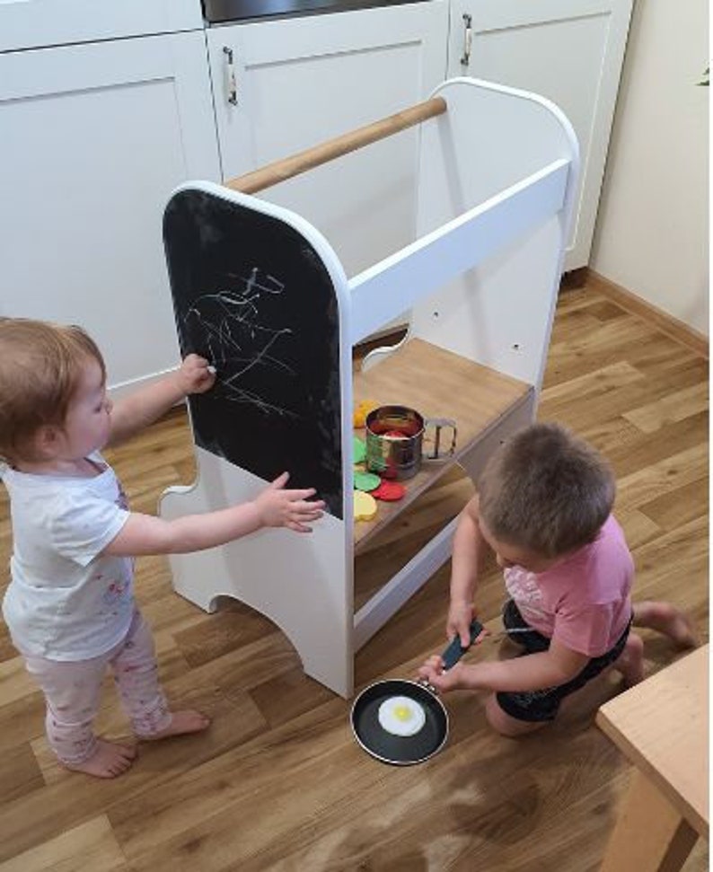 Aide de cuisine, pour frères et sœurs double, tour de cuisine, 60 cm, tabouret Tabouret de sécurité,Toddler Tower Kitchen, image 7