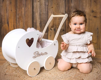 Kleinkind Walker, benutzerdefinierte Puppe Kinderwagen, Holz Kinderwagen, Baby-Foto-Stütze, Baby-Dusche-Geschenk, 1. Geburtstagsgeschenk,