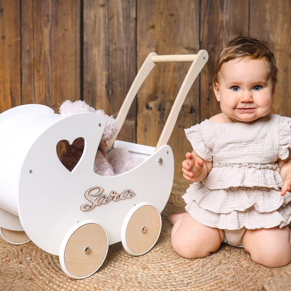 Aangepaste pop kinderwagen, peuter Walker, houten kinderwagen, baby foto prop, baby shower cadeau, 1e verjaardagscadeau, beddengoed voor de kinderwagen,