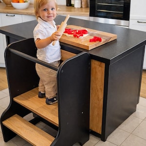 Twin Tower voor kinderen, helptoren, voor broers en zussen, dubbel, 60 cm, peutertorenkeuken, Montessori-leertoren 100% ECO XXL