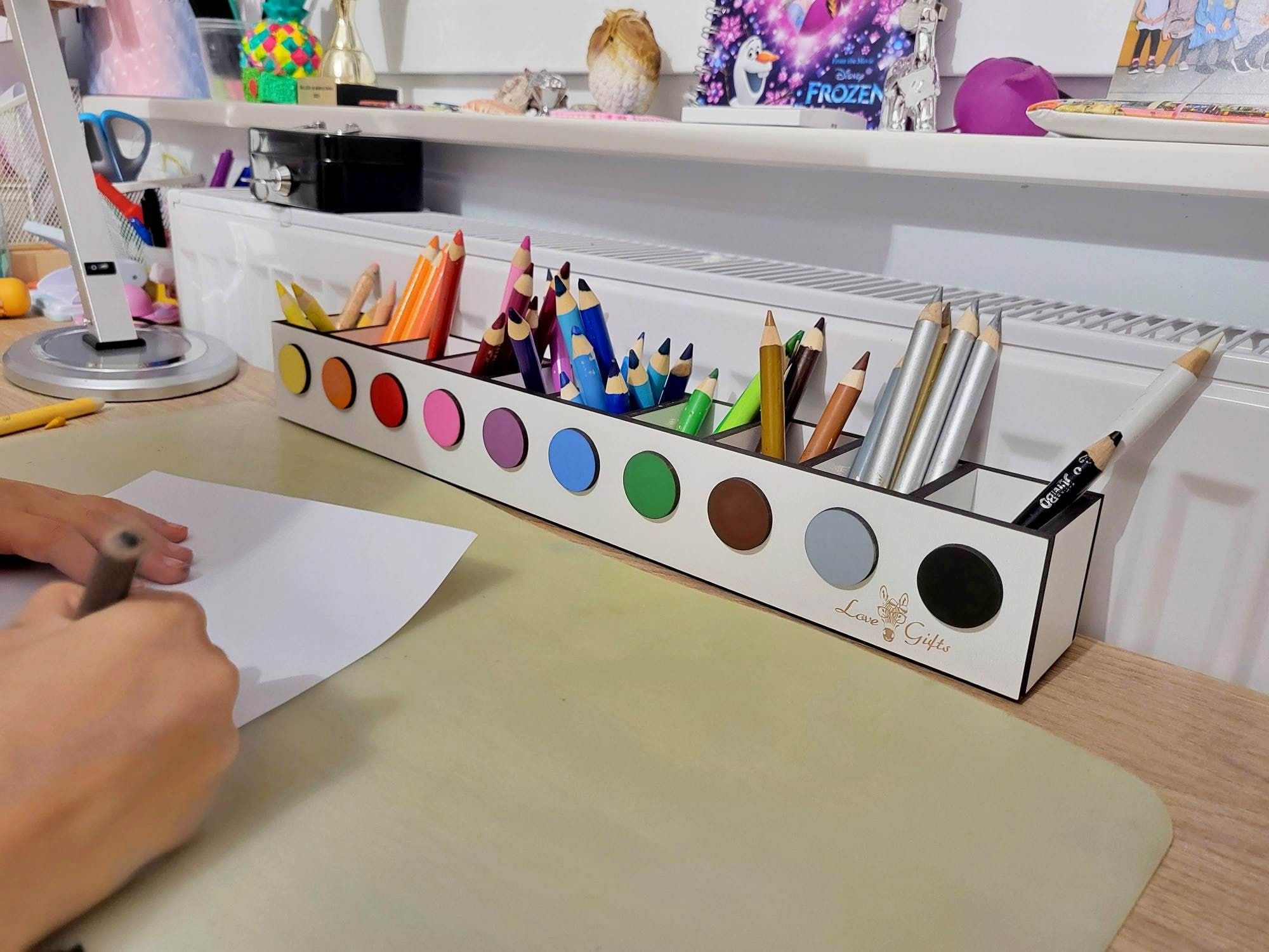 LARGE Montessori Wood Pencil Holder, Crayon Holder, Adult Coloring