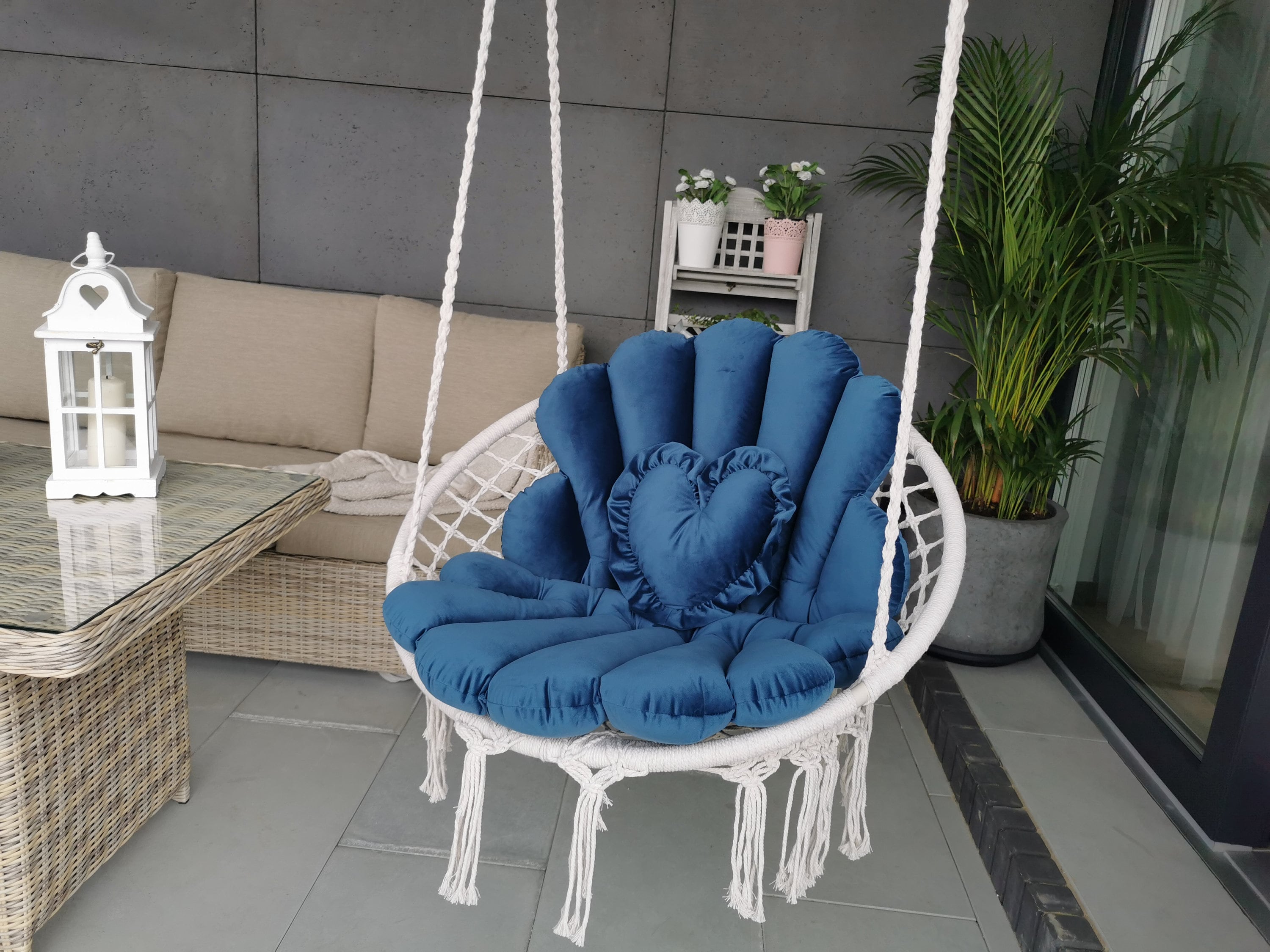 Swing Chair With Shell Pillows ,macrame Swing,hanging Chair,indoor ...