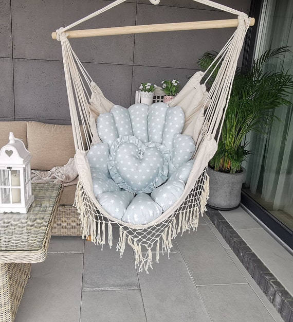 Coussins De Rechange Pour Chaise Hamac Double Suspendue - Taille 130x110 Cm, Couleur Kaki - Housse Déhoussable - Pour Extérieur/jardin