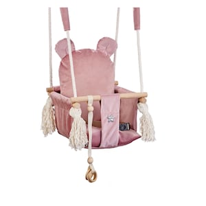 Schaukel, Balançoire, Teddy Bear Baby swing, with a rattle, Wooden ,Toddler Swing, Child swing  ,Outdoor , Indoor Swing, 100% Hand Made