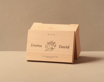 Caja musical personalizada de madera de haya | tamaño mediano | regalo de san valentín | cupido