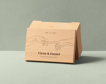 Caja de música de aniversario personalizada / Diseño de creación de Adan / Caja de madera de joyería / Diseño personalizado / Mecanismo de manivela o cuerda