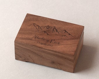 Music Box Customized with Names and Date | Nature inspired | Blue ridge Mountains | Keepsake wooden Box