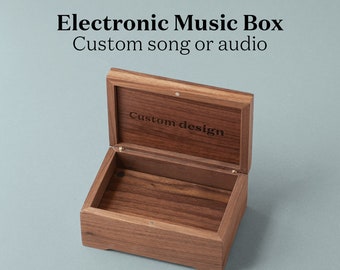 Aangepaste melodie elektronische muziekdoos | Elke lengte van de audioclip | Oplaadbaar USB-geluidsmechanisme | Houten muziekdoos