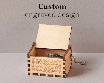 Custom Music Box | +80 tunes to choose | Anniversary or Best friends gift | Personalized music box for her or him | Handcrafted wooden box