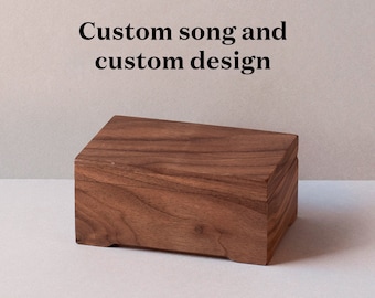 Personalized Music Box With Custom Design and Melody | Natural Wood | Personalized Jewelry Wooden Box | Crank or wind up music box mechanism