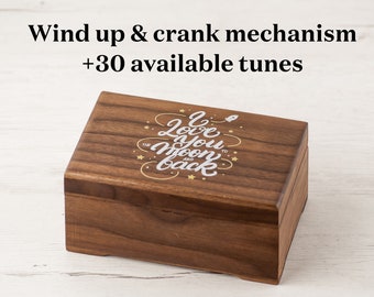 Wooden Music box Fly me to the moon and back | Wooden storage box with personalized text inside | Gift por St. Valentine's day