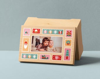 Christmas Music Box with Photo Frame | Personalized Holiday Gift | Family Keepsake for Christmas | Hand Cranked and Wind-up Mechanism