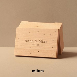 Personalized Anniversary Music Box | Nótt: Text and stars music box | Jewelry Wooden Box | Custom Design | Crank or Wind-up mechanism