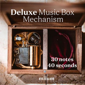 Deluxe Custom Music Box With your own Design and Melody | Natural Wood | Personalized Jewelry Wooden Box | 30 notes wind-up mechanism