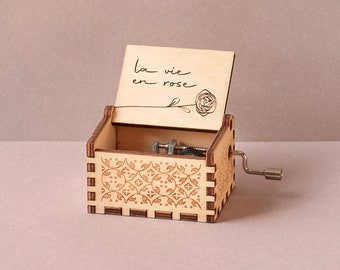 La Vie En Rose Music Box | Anniversary or Best friends gift | Handcrafted wooden box